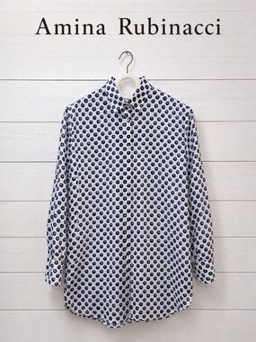 AMINA RUBINACCI Blue & White Print Shirt – Size 46 Italy /10